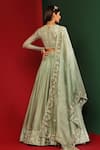 Shop_Mahima Mahajan_Green Organza Embroidered Floral Pattern V Aarohi Flared Bridal Lehenga Set _at_Aza_Fashions