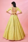 Shop_Shyam Narayan Prasad_Yellow Raw Silk Floral Patchwork Lehenga Set_at_Aza_Fashions