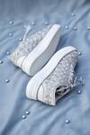 Around Always_Silver Gemini Floral Embroidered Sneakers _Online_at_Aza_Fashions