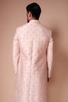 Shop_Tisa - Men_Pink Sherwani Raw Silk Embroidered Pearl And Sequin Work Set _at_Aza_Fashions