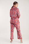 Shop_Pooja Bagaria_Red Velvet Embroidery Floral Print Blazer And Pant Set _at_Aza_Fashions