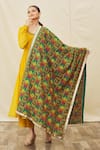 Shop_Samyukta Singhania_Multi Color Cotton Silk Embroidered Phulkari Geometric Work Dupatta _at_Aza_Fashions