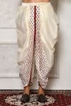 Shop_Arihant Rai Sinha_Off White Dupion Silk Floral Floret Pattern Cowl Drape Pant _at_Aza_Fashions