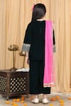 Shop_The Little Celebs_Black Velvet, Net, Crepe Embroidery, Zari Placket Kurta Set _at_Aza_Fashions