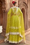 Shop_PREEVIN_Green Lehenga And Blouse Cotton Set With Sheer Embellished Dupatta  _at_Aza_Fashions