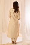 Shop_Vaani Beswal_Beige Handwoven Tussar Silk Round Bodice Embroidered Kurta And Pant Set _at_Aza_Fashions