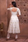 Shop_Geetika Jain_White Anarkali  Pure Chanderi Hand Embroidered Floral V Neck Set  _at_Aza_Fashions