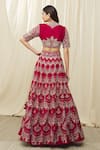 Shop_JAYANTI REDDY_Red And Raw Embroidery Scallop Pattern Bridal Lehenga Set  _at_Aza_Fashions