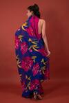 Shop_Rimi Nayak_Blue Organza Chrysanthemum Floral Print Saree_at_Aza_Fashions