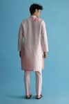 Shop_Kaha_Pink Linen Asymmetric Pintuck Detail Meadowp Ombre Effect Kurta  _at_Aza_Fashions