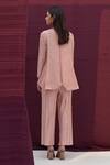 Shop_Pleats By Aruni_Pink Polyester V Neck Metallic Pleated Top And Pant Set_at_Aza_Fashions