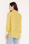 Shop_Bha sha_Yellow Muslin Printed Bandhani Collared Neck Zein Shirt _at_Aza_Fashions