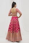 Shop_Vandana Sethi_Fuchsia Dupion Silk Embroidered Floral Mirrorwork Embellished Bridal Lehenga Set _at_Aza_Fashions