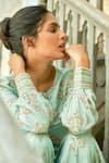 Shop_17:17 by Simmi Saboo_Blue Muslin Silk Printed And Hand Embroidered Floral Zoya Kurta Gharara Set _at_Aza_Fashions