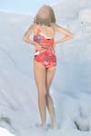 Shop_Tizzi_Red Wonder Fabric 80% Printed Floral One Shoulder Swimsuit With Belt _at_Aza_Fashions