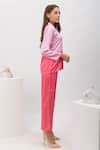 Shop_Dawn And Dusk_Pink Satin Collared Neck Mist Dual Tone Shirt And Pant Set _at_Aza_Fashions