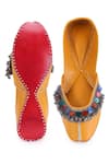 Shop_5 elements_Yellow Upper Ghungroo Embellished Juttis_at_Aza_Fashions