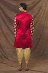 Shop_Arihant Rai Sinha_Red Sherwani Silk Woven Floral Pattern Overlapped Flower Set _at_Aza_Fashions