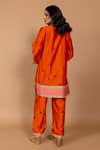 Shop_Varun Bahl_Orange Chanderi Silk Sequins, Embroidery V-neck Patchwork Kurta And Pant Set _at_Aza_Fashions