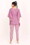 Shop_Pheeta_Magenta Cotton Printed Floral V Neck Kaftan And Pant Set _at_Aza_Fashions