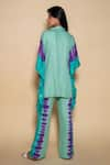 Shop_Ranng Label_Green Twill Tie And Dye Spread Collar Kaftan & Pant Set _at_Aza_Fashions