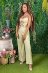 Shop_Ohaila Khan_Green Crepe Lace Sweetheart Neck Namita Embroidered Corset Jumpsuit _at_Aza_Fashions
