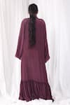 Shop_Khat_Purple Crepe Shawl Neck Frill Hem Long Jacket _at_Aza_Fashions