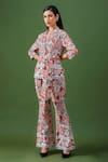 Shop_FUGA_Multi Color French Cotton Print Floral Vanilla Blush Flower Blazer And Pant Set _at_Aza_Fashions