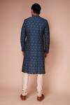 Shop_Tisa - Men_Blue Sherwani: Raw Silk Embroidered Thread And Sequin Water Lily Set For Men_at_Aza_Fashions