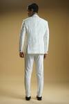 Shop_Kommal Sood_White Velvet Stripe Pearl Embroidered And Pattern Blazer Trouser Set _at_Aza_Fashions
