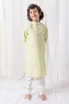 Shop_Chotibuti_Green Organza Embroidery Placket Kurta Set _at_Aza_Fashions