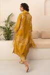 Shop_Arcvsh By Pallavi Singh_Yellow Organza, Chanderi Round Flower Vine Print Double Layered Kurta With Pant _at_Aza_Fashions