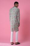 Shop_Siddhartha Bansal_Green Chanderi Printed Wild Flower Kurta Set  _at_Aza_Fashions