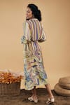 Shop_Soup By Sougat Paul_Multi Color Cotton, Silk Embroidery Collared Marble Mosaic Print Long Dress _at_Aza_Fashions