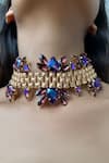 Shop_The Jewel Factor_Purple Crystal Embellished Choker _at_Aza_Fashions