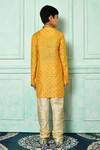 Shop_Petite Pomme_Yellow Silk Embroidery Kurta _at_Aza_Fashions