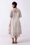 Shop_Label Shreya Sharma_White Chanderi Embroidery Keyhole Neck Placement Kurta And Flared Pant Set _at_Aza_Fashions