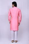 Shop_Arihant Rai Sinha_Pink Art Silk Plain Asymmetric Kurta And Pant Set_at_Aza_Fashions