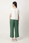 Shop_Musal_Green Cotton, Linen Embroidery Boat Neck Becky Top _at_Aza_Fashions