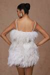 Shop Shriya Som Ivory Tulle Round Neck Faux Feather Applique Mini Dress at Aza Fashions Shop_Shriya Som_Ivory Tulle Round Neck Faux Feather Applique Mini Dress _at_Aza_Fashions