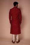 Shop_Tisa - Men_Red Sherwani: Organic Cotton Embroidered Thread And Sequin Aspen Set For Men_at_Aza_Fashions