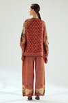 Shop_Rajdeep Ranawat_Orange Silk Floral Mandarin Collar Ramona Poncho Tunic _at_Aza_Fashions