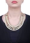 Shop_Just Shradhas_Gold Plated Layered Pearl And Square Kundan Necklace _at_Aza_Fashions