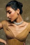 Shop_Tarun Tahiliani_Ivory Fresh Water Pearls And Crystal Studded Choker _at_Aza_Fashions