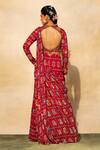 Shop_DiyaRajvvir_Red Georgette Printed Geometric Scoop Neck Jaal Gharara Saree _at_Aza_Fashions