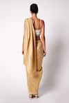 Shop_431-88 By Shweta Kapur_Gold Silk Embroidery Shells And Masai Pre-draped Saree With Iris Bustier  _at_Aza_Fashions