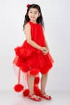 Shop_The little celebs_Red Net Round Neck Dress _at_Aza_Fashions