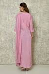 Shop_Nazaakat by Samara Singh_Pink Organza Embroidered Thread V Neck Hand Saree Gown_at_Aza_Fashions
