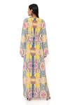 PS Pret by Payal Singhal_Yellow Crepe Printed Tropical Notched Enchanted Tassel Hem Kaftan  _Online_at_Aza_Fashions