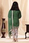 Shop_LittleCheer_Green Kurta Modal Satin Printed Floral Straight Dhoti Pant Set _at_Aza_Fashions